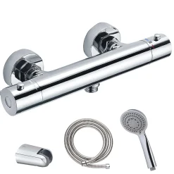 Robinet De Douche|Kibath Robinet de douche avec leviers thermostatiques en laiton, PAR, finition chrome poli, en laiton