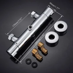 Kibath Robinet de douche avec leviers thermostatiques en laiton, PAR, finition chrome poli, en laiton