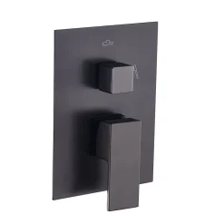 Robinet De Douche|Kibath Robinet de douche encastré, monocommande pour montage au plafond CHE carré, finition NOIR mat, en laiton