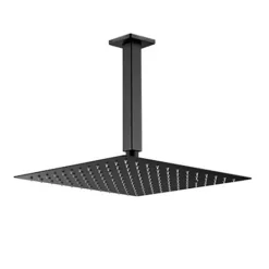 Robinet De Douche|Kibath Robinet de douche encastré, monocommande pour montage au plafond CHE carré, finition NOIR mat, en laiton