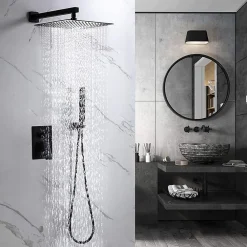 Robinet De Douche|Kibath Robinet de douche encastré, monocommande pour montage au plafond CHE carré, finition NOIR mat, en laiton
