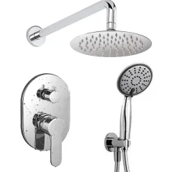 Kibath Robinet de douche encastré, mural, monocommande, SIX rond, finition chrome poli, en laiton
