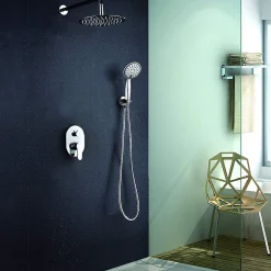 Kibath Robinet de douche encastré, mural, monocommande, SIX rond, finition chrome poli, en laiton
