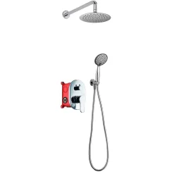 Kibath Robinet de douche encastré, mural, monocommande, SIX rond, finition chrome poli, en laiton