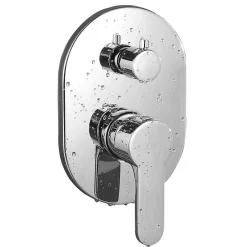 Kibath Robinet de douche encastré, mural, monocommande, SIX rond, finition chrome poli, en laiton
