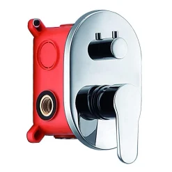Kibath Robinet de douche encastré, mural, monocommande, SIX rond, finition chrome poli, en laiton