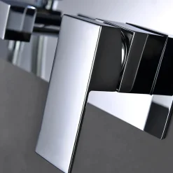 Kibath Robinet de douche encastré, levier unique monté au plafond, carré, finition chrome poli, en laiton