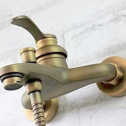 Robinet De Douche|Kroos Robinet de douche et baignoire en laiton antique, fixation mural