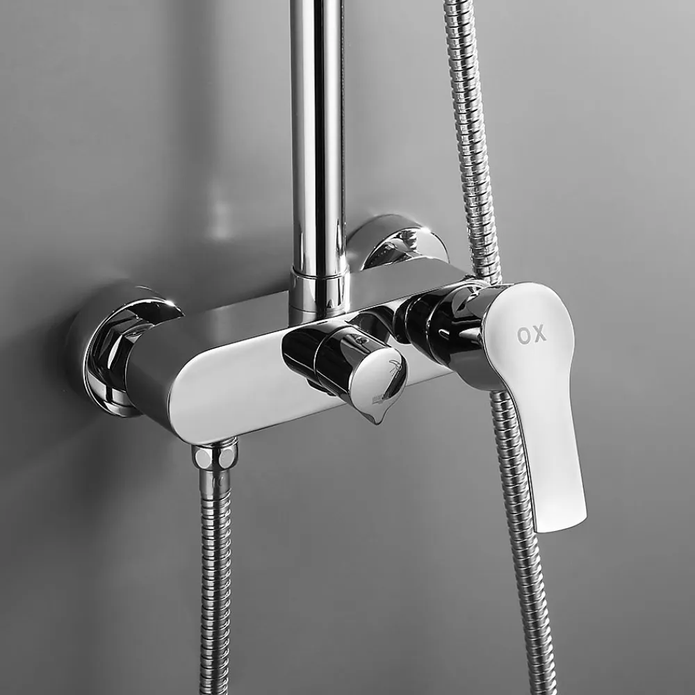 Kibath Robinet de douche monocommande rond CAN avec finition chromée brillante en laiton