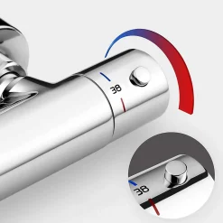 Robinet De Douche|Kibath Robinet de douche thermostatique à effet froid, finition chrome brillant, en laiton