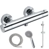 Robinet De Douche|Kibath Robinet de douche thermostatique ORTE avec barre de douche, finition chrome poli, en laiton