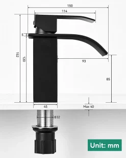 Robinet Lavabo Et Vasque|Anycée Max Robinet de Lavabo Cascade, Noir Mitigeur de Lavabo, ANYCEE MAX Robinet de Salle de Bain, Lave-mains Monocommande