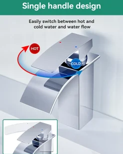 Cecipa Max Robinet de Lavabo Cascade, Mitigeur de Lavabo, Robinet de Salle de Bain, Lave-mains Monocommande