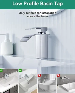 Cecipa Max Robinet de Lavabo Cascade, Mitigeur de Lavabo, Robinet de Salle de Bain, Lave-mains Monocommande
