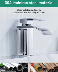 Cecipa Max Robinet de Lavabo Cascade, Mitigeur de Lavabo, Robinet de Salle de Bain, Lave-mains Monocommande