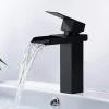 Robinet Lavabo Et Vasque|Homelody Robinet de Lavabo Cascade Noir Mitigeur de Lavabo Mono-trou Robinetterie Lave-mains Monocommande Robinet Salle de Bain