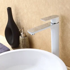 Bernstein Robinet de lavabo de haute qualité Robinet de Salle de bain 4025CW en blanc/chrome brillant
