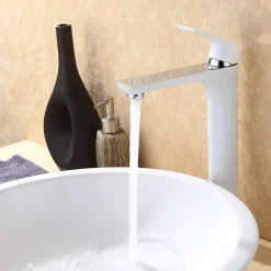 Bernstein Robinet de lavabo de haute qualité Robinet de Salle de bain 4025CW en blanc/chrome brillant