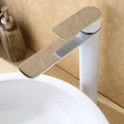 Bernstein Robinet de lavabo de haute qualité Robinet de Salle de bain 4025CW en blanc/chrome brillant