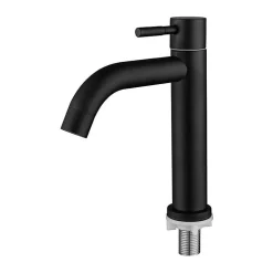 Robinet Lave-Mains|Deko Robinet de lavabo en acier inoxydable noir mat, robinet d'eau froide simple (froid uniquement)