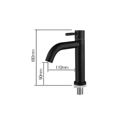 Robinet Lave-Mains|Deko Robinet de lavabo en acier inoxydable noir mat, robinet d'eau froide simple (froid uniquement)