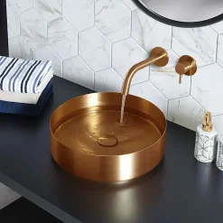 Robinet Lave-Mains|Rea Robinet de lavabo encastré Lungo brushed copper + box