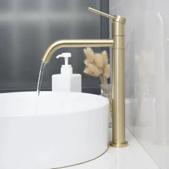Robinet Lave-Mains|Rea Robinet de lavabo Lugano slim brush gold high
