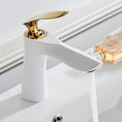 Robinet Lave-Mains|Rea Robinet de lavabo Orbit white gold low