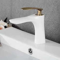 Robinet Lave-Mains|Rea Robinet de lavabo Orbit white gold low