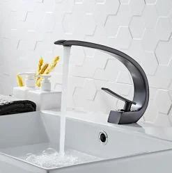 Hudor Robinet de lavabo sur plage BNF606B en laiton noir collection Céphise