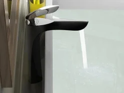 Hudor Robinet de lavabo surélevé 205 en laiton noir et chrome collection Céphise