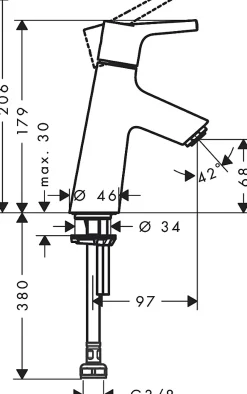 Robinet Lave-Mains|Hansgrohe Robinet de lave-mains Talis S sans tirette ni vidage finition chromée