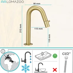 Robinet Lavabo Et Vasque|Lomazoo Robinet eau froide lave main doré - Roma