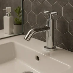 Planète Bain Robinet lave-mains chromé H 14.2 cm - Croce - eau froide uniquement