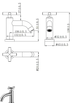 Planète Bain Robinet lave-mains chromé H 14.2 cm - Croce - eau froide uniquement