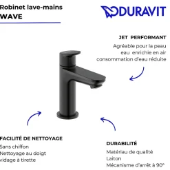 Duravit Robinet lave-mains eau froide Wave noir mat