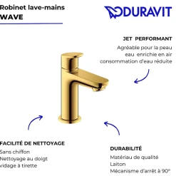 Duravit Robinet lave-mains eau froide Wave doré poli