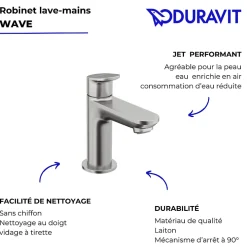 Robinet Lave-Mains|Duravit Robinet lave-mains eau froide Wave inox brossé