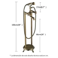 Colonne De Baignoire|Valaz Robinet melangeur sur colonnes retro pour baignoire FLORINA or ancien