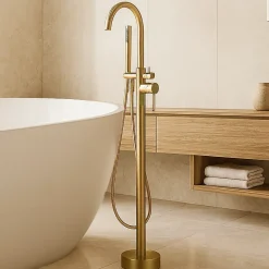 Colonne De Baignoire|Stano Robinet mitigeur baindouche sur pied DEBRIO or brosse