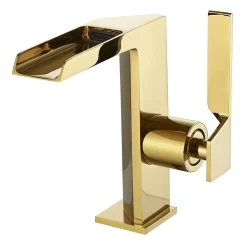 Robinet Lavabo Et Vasque|Saniverre Robinet mitigeur bec cascade CEZIO chrome Or brillant -
