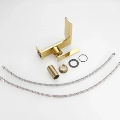Robinet Lavabo Et Vasque|Saniverre Robinet mitigeur bec cascade CEZIO chrome Or brillant -