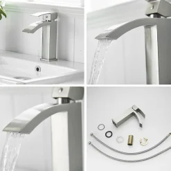 Saniverre Robinet mitigeur bec cascade LERIO chrome brossé -
