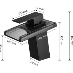 Saniverre Robinet mitigeur bec cascade à LED lumineuses SOLEO chrome noir -