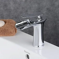 Robinet Lave-Mains|Kroos Robinet Mitigeur chromé en cascade pour lavabo