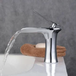 Robinet Lave-Mains|Kroos Robinet Mitigeur chromé en cascade pour lavabo
