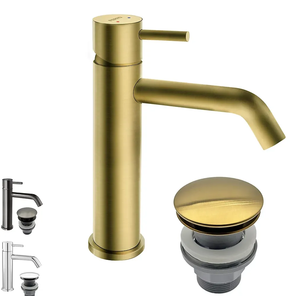 Ferro Robinet mitigeur CIRICULUS Or brossé + bonde