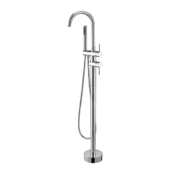 Saniverre Robinet mitigeur colonne sur pied MATY chrome brillant pour baignoire îlot -
