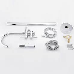Saniverre Robinet mitigeur colonne sur pied MATY chrome brillant pour baignoire îlot -
