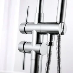 Saniverre Robinet mitigeur colonne sur pied MATY chrome brillant pour baignoire îlot -